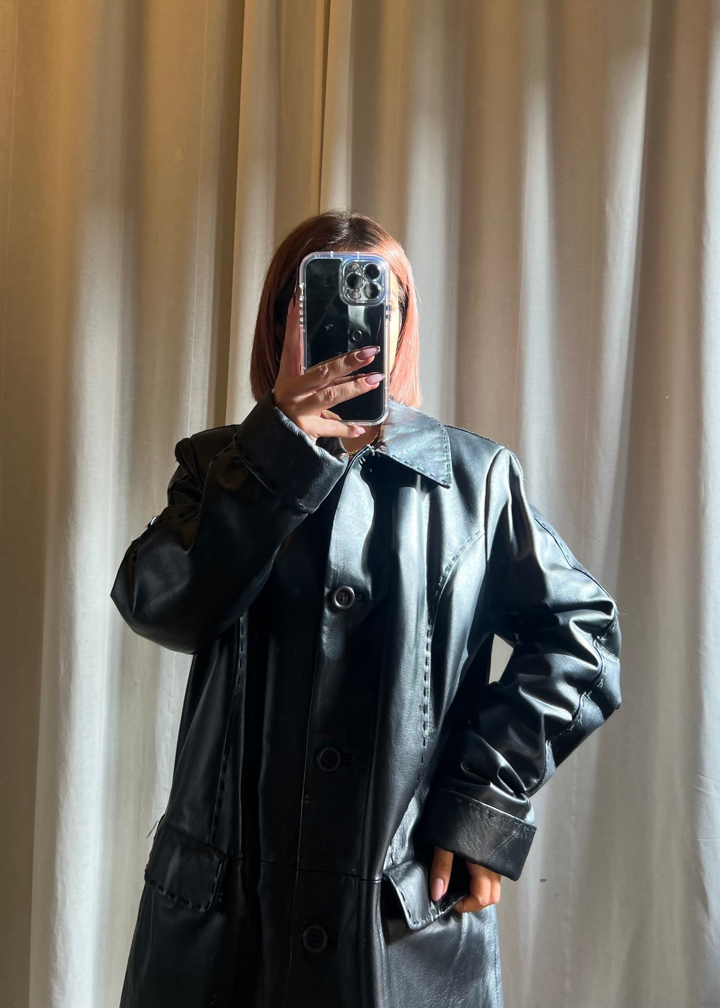 Giacca lunga in pelle