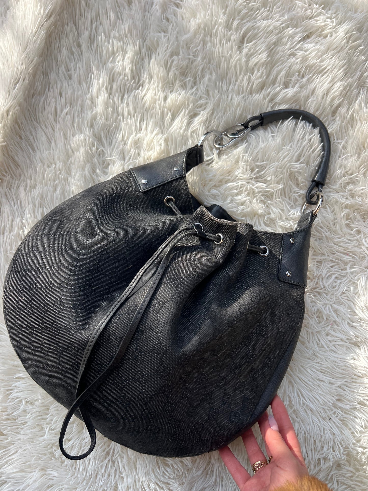 Secchiello gucci in monogram denim