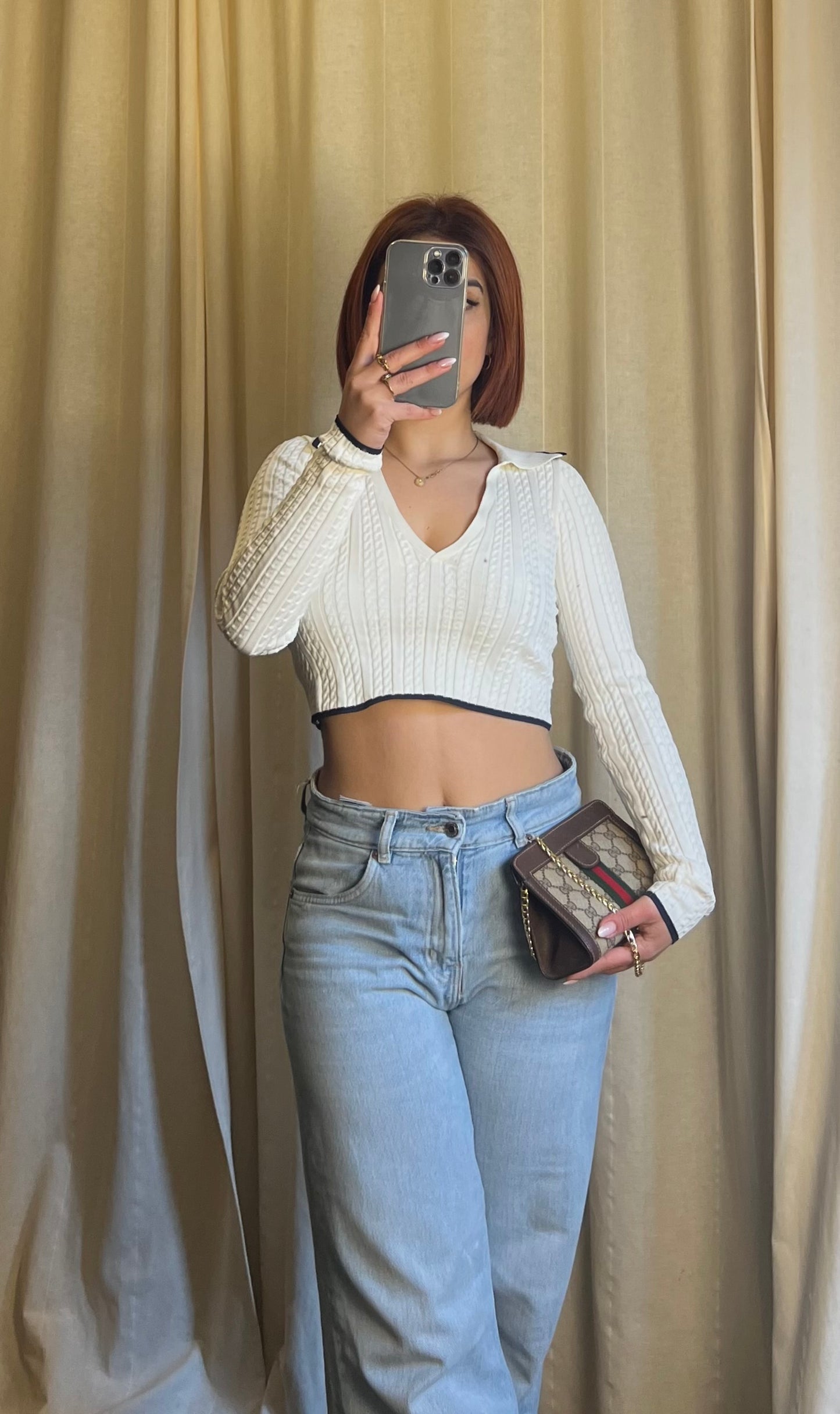 Gucci – Camera Bag Vintage in Tela GG Supreme e Pelle con Chain Custom Gold