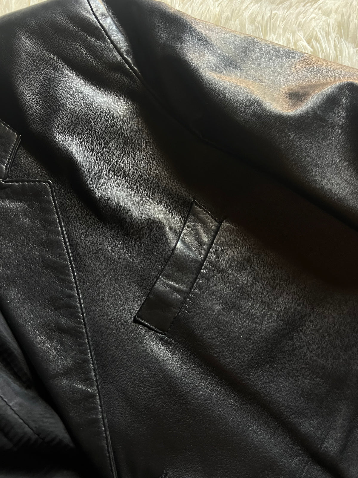 Blazer Vintage in Vera Pelle Nera – Taglio Oversize Style anni '90