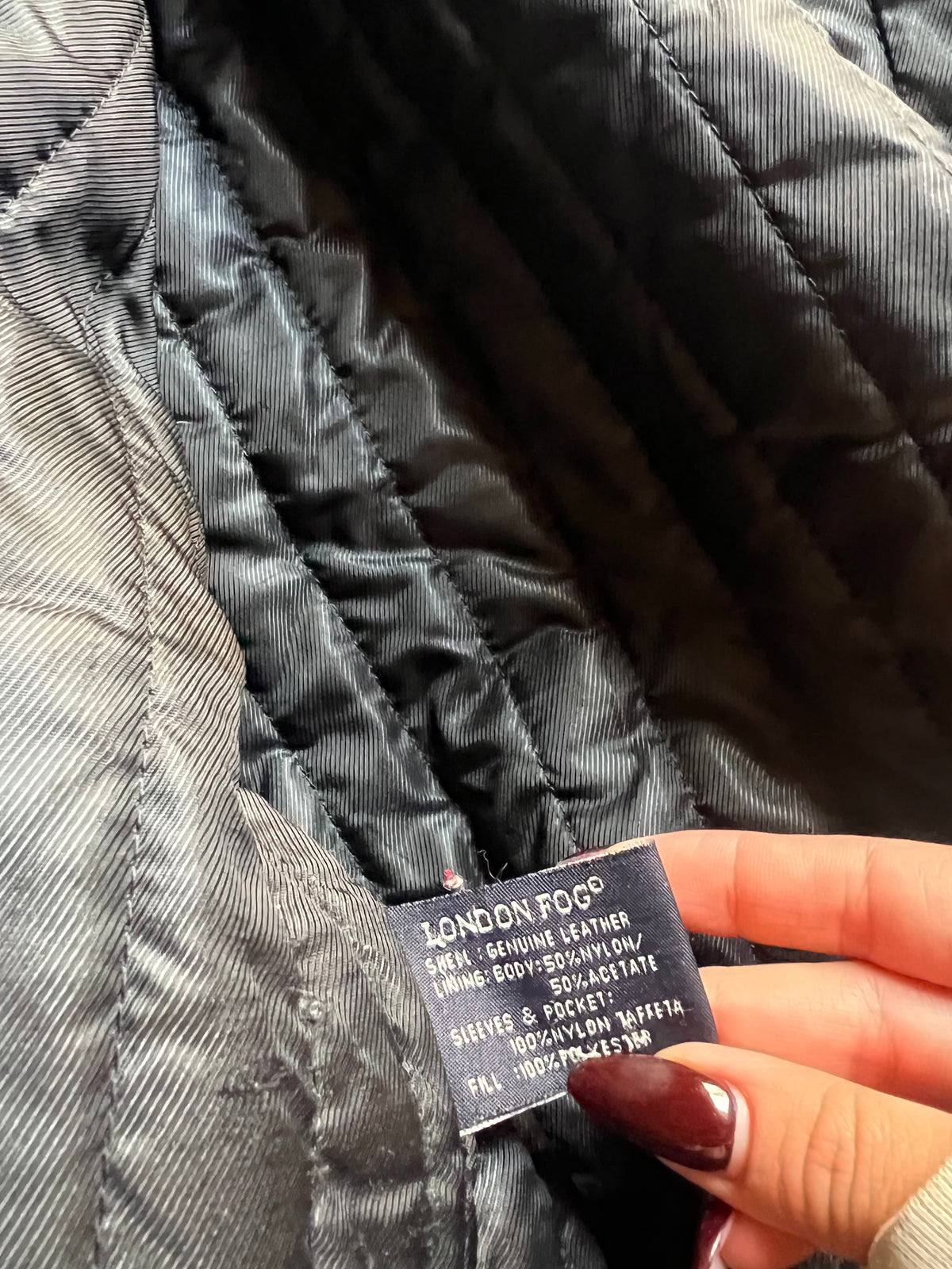 Giacca Bomber in Vera Pelle Nera London Fog - Stile Vintage Oversize
