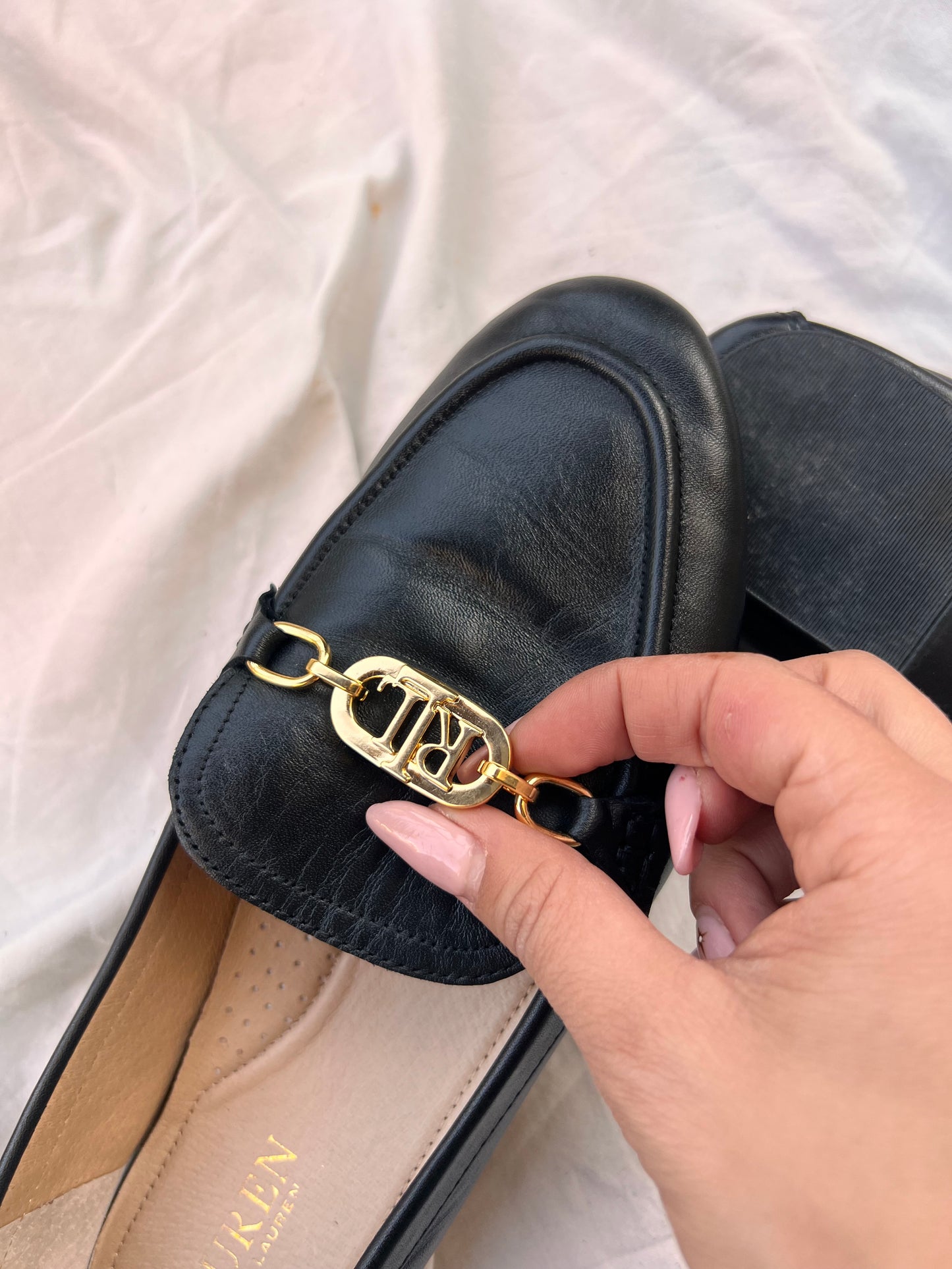Mocassini Lauren Ralph Lauren in Pelle Nera – TG 38.5