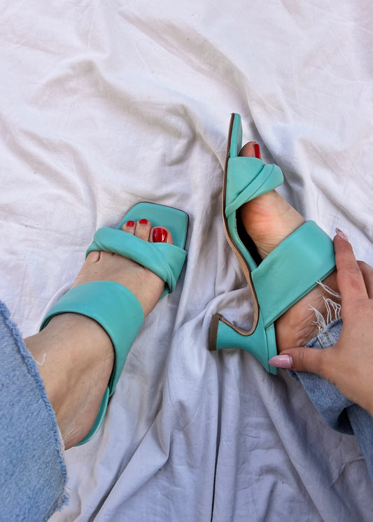 Sandali Mules FUCSIA in Pelle Turchese/Acqua – Made in Italy