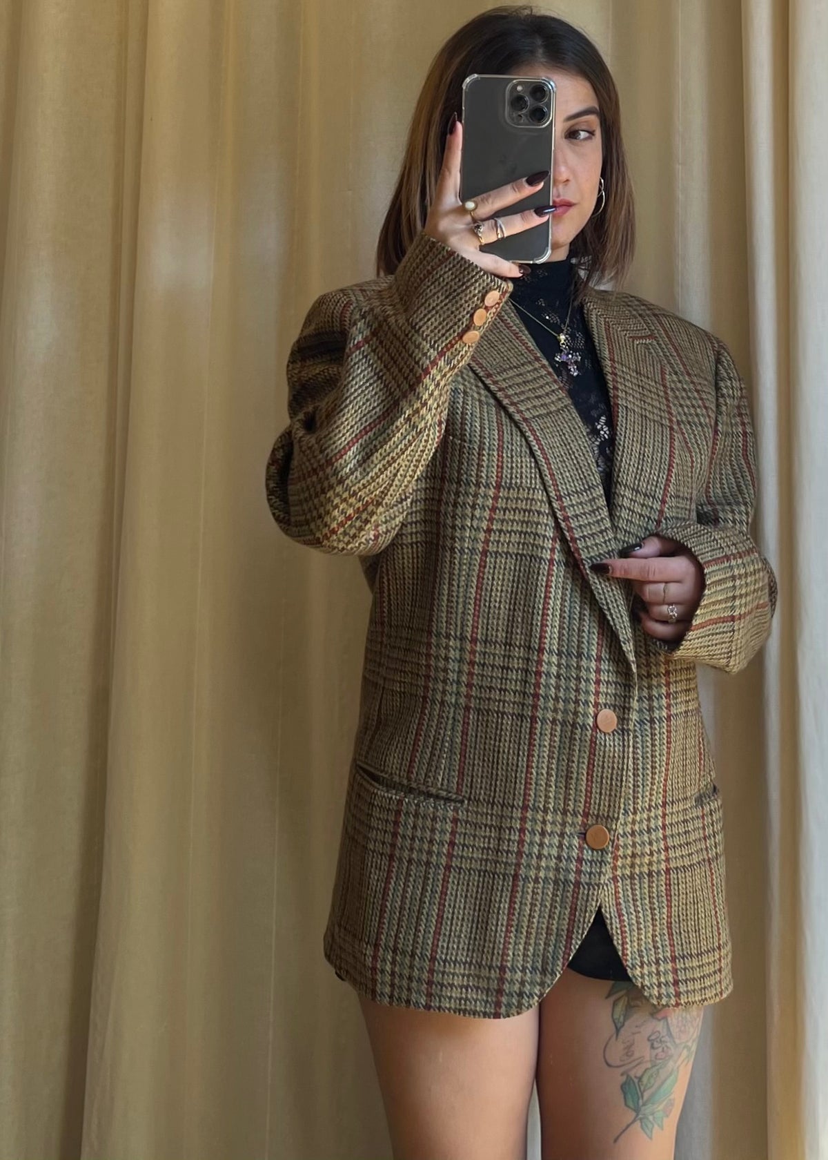 Blazer Vintage Ballantyne in Pura Lana Vergine – Trama Tweed Tartan / Prince of Wales