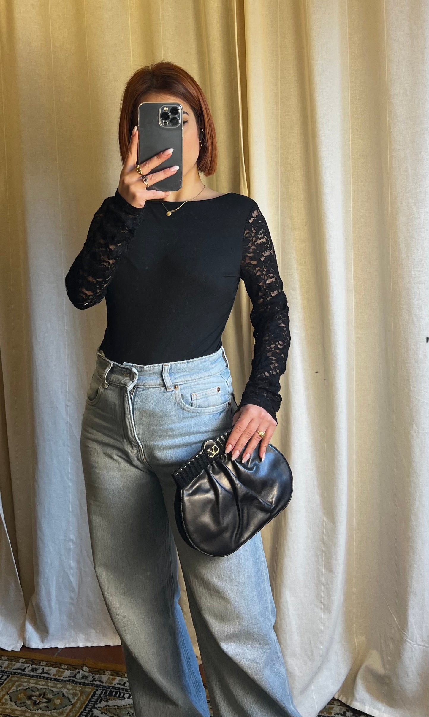 Valentino Garavani – Borsa Vintage a clutch/ Tracolla in Pelle Plissé