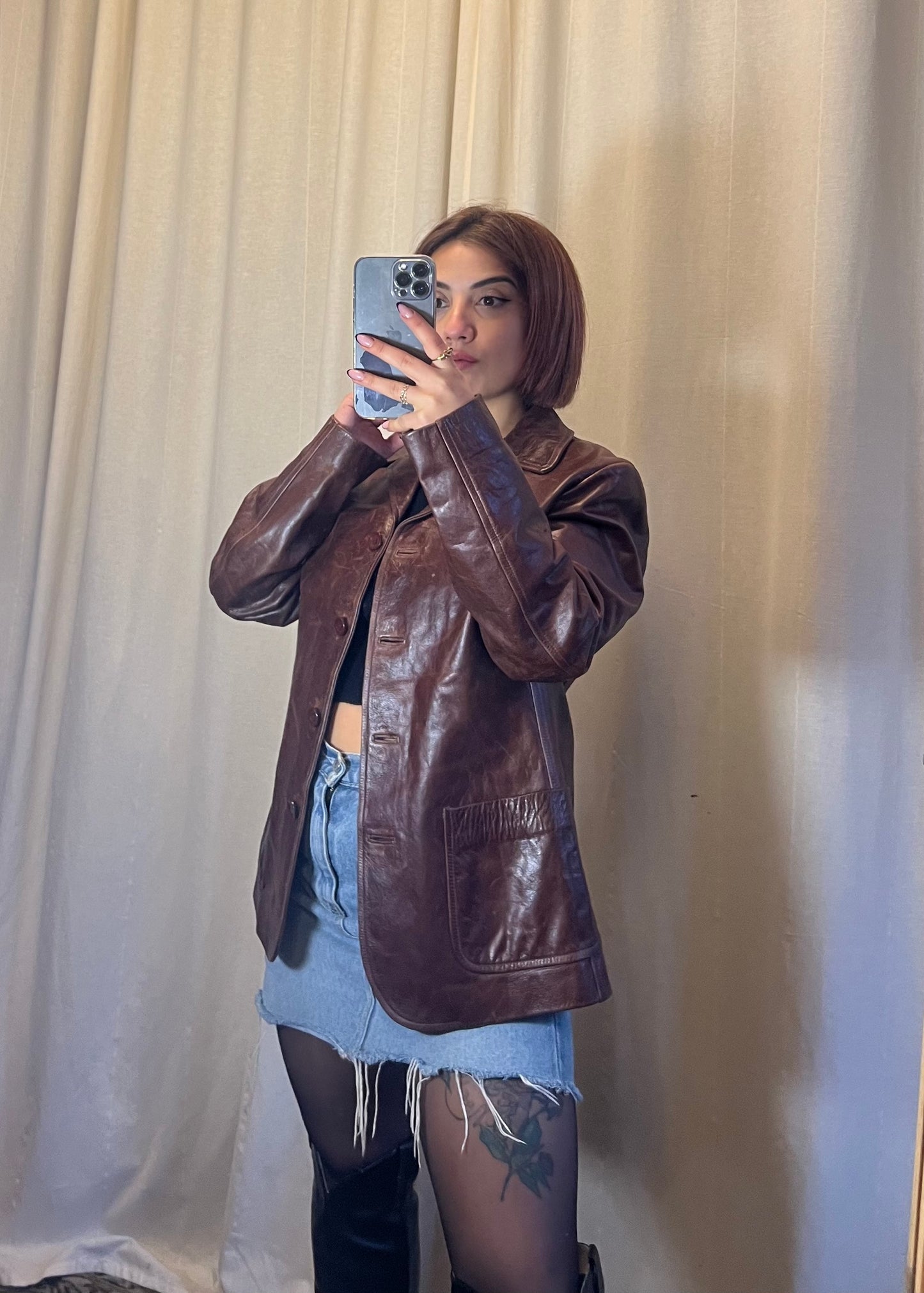 Blazer in pelle invecchiata