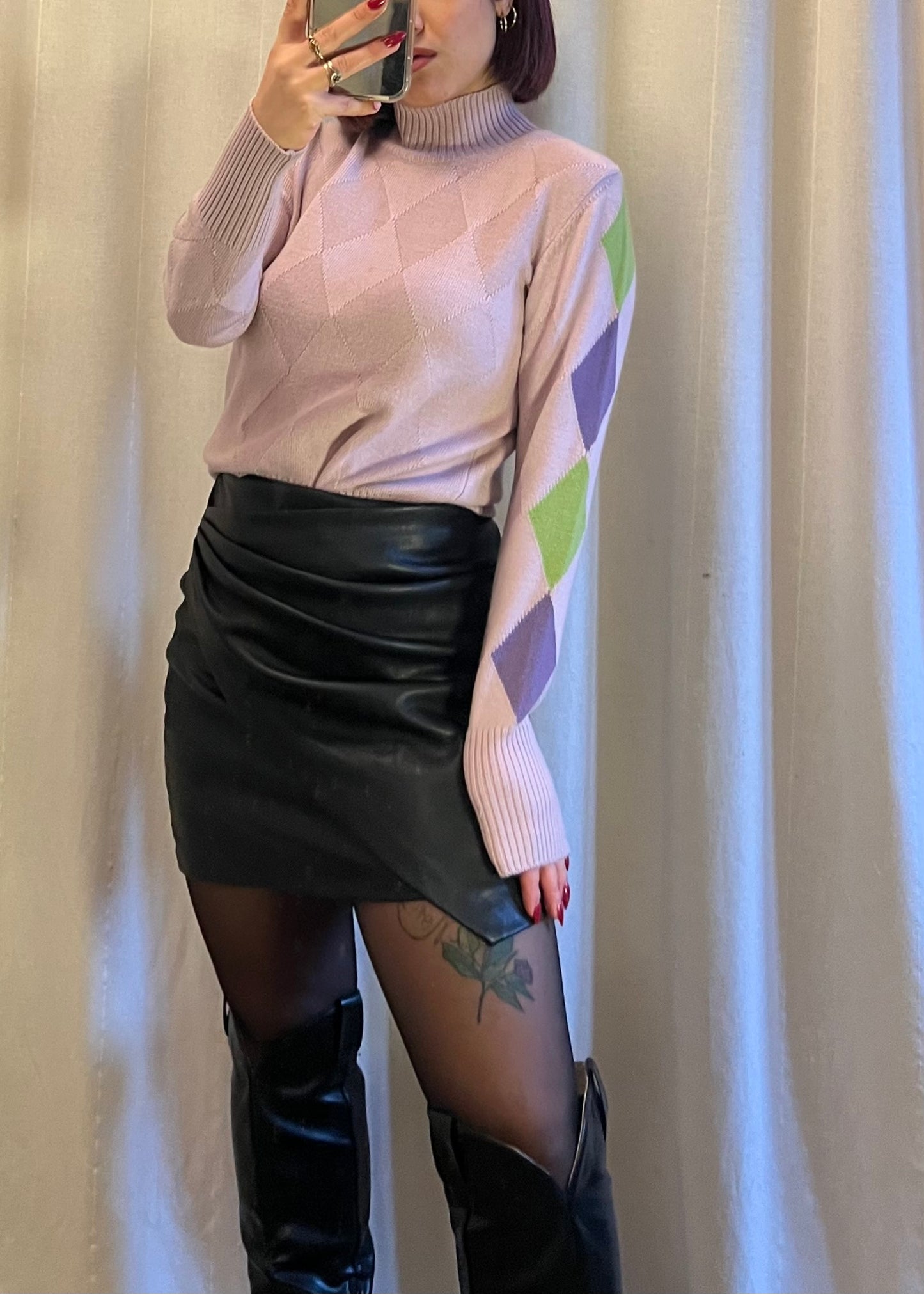 Maglione in lana vergine a rombi