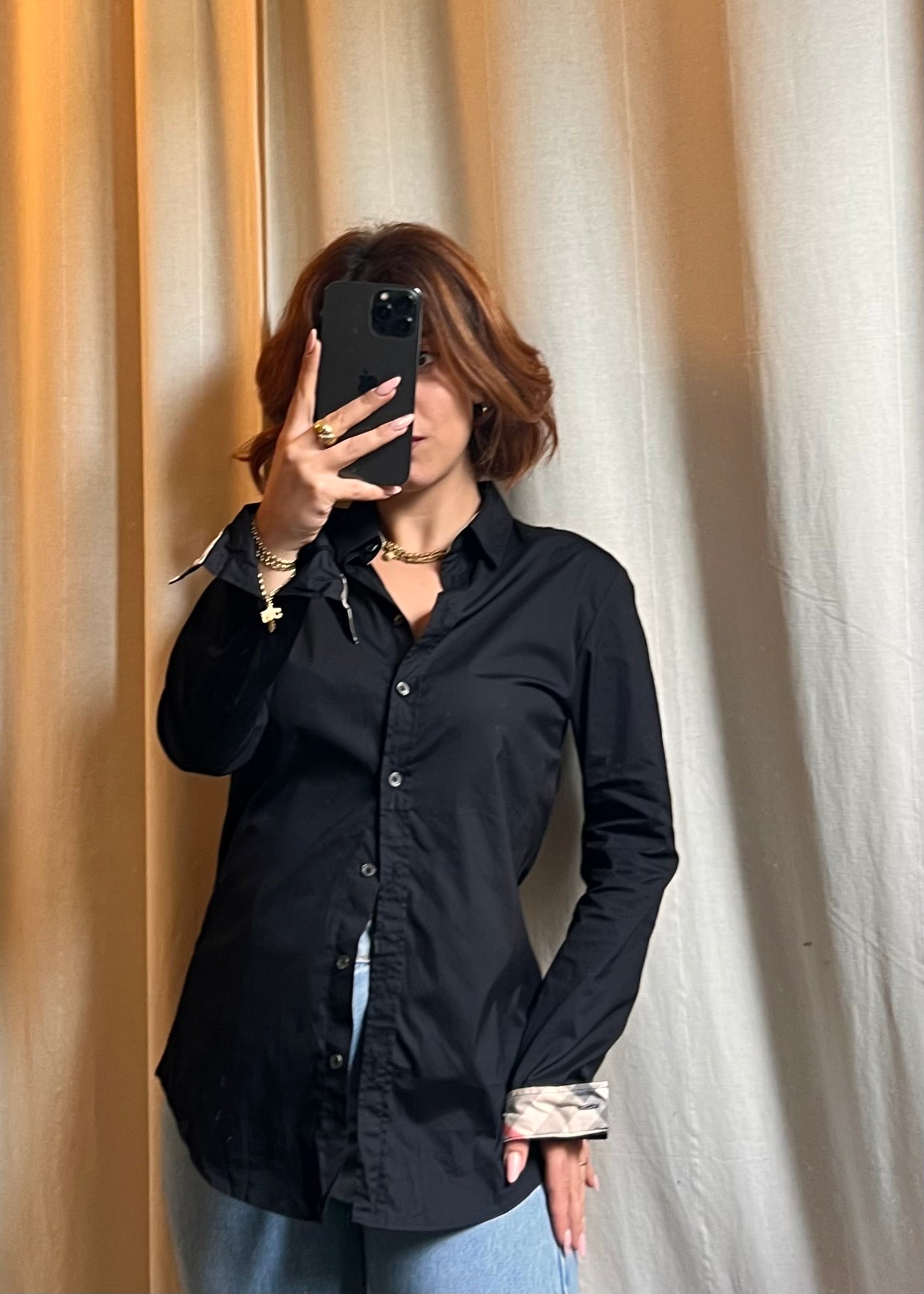 Burberry Brit - Camicia Nera Elegante con Dettaglio Check
