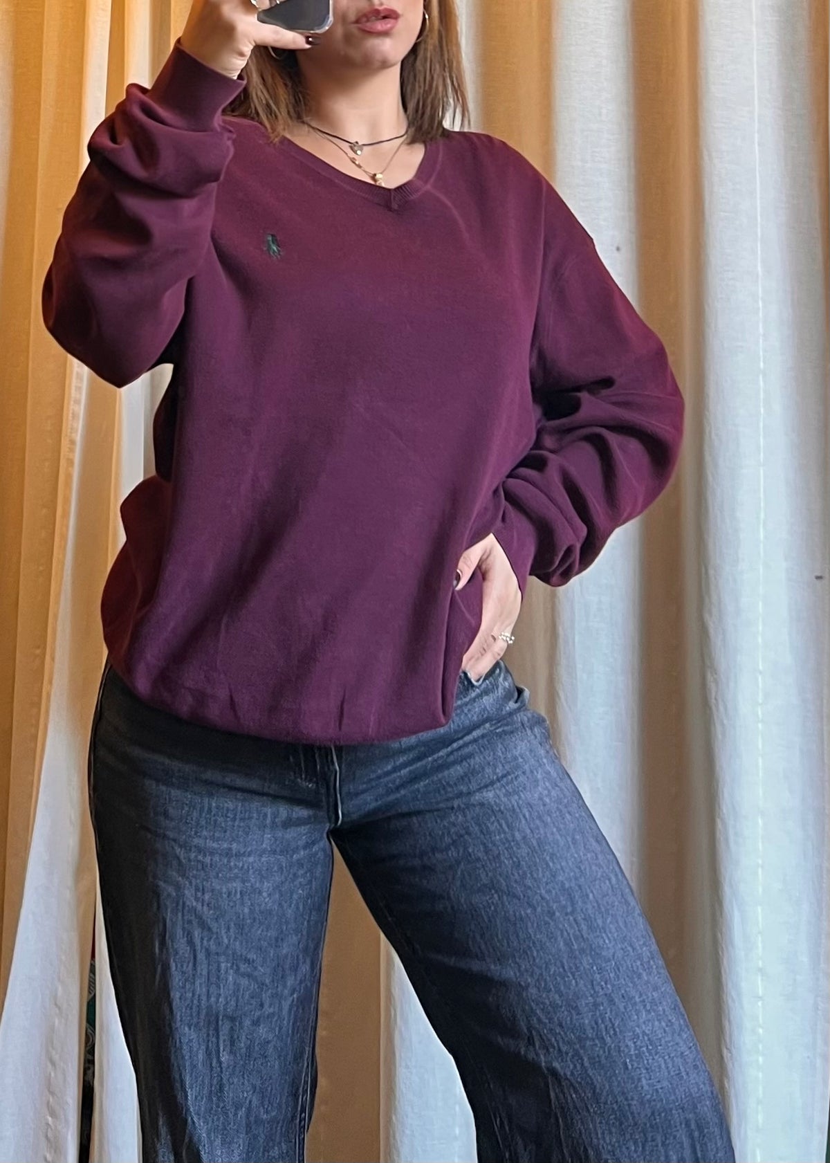 Maglione Ralph Lauren in Cotone Pima – Burgundy / Borgogna
