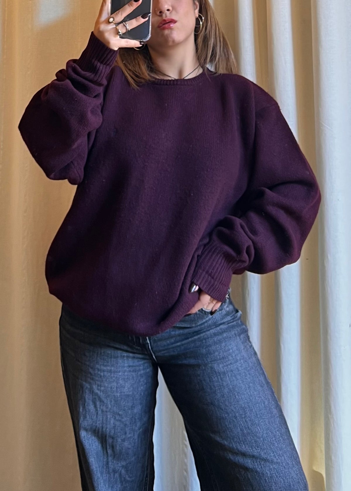 Maglione Ralph Lauren con Scollo a V in Lana d'Agnello (100% Lambswool) – Borgogna