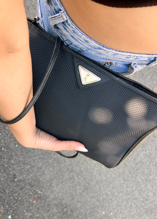 Borsa a spalla Yves Saint Laurent Vintage - Tessuto Testurizzato Nero