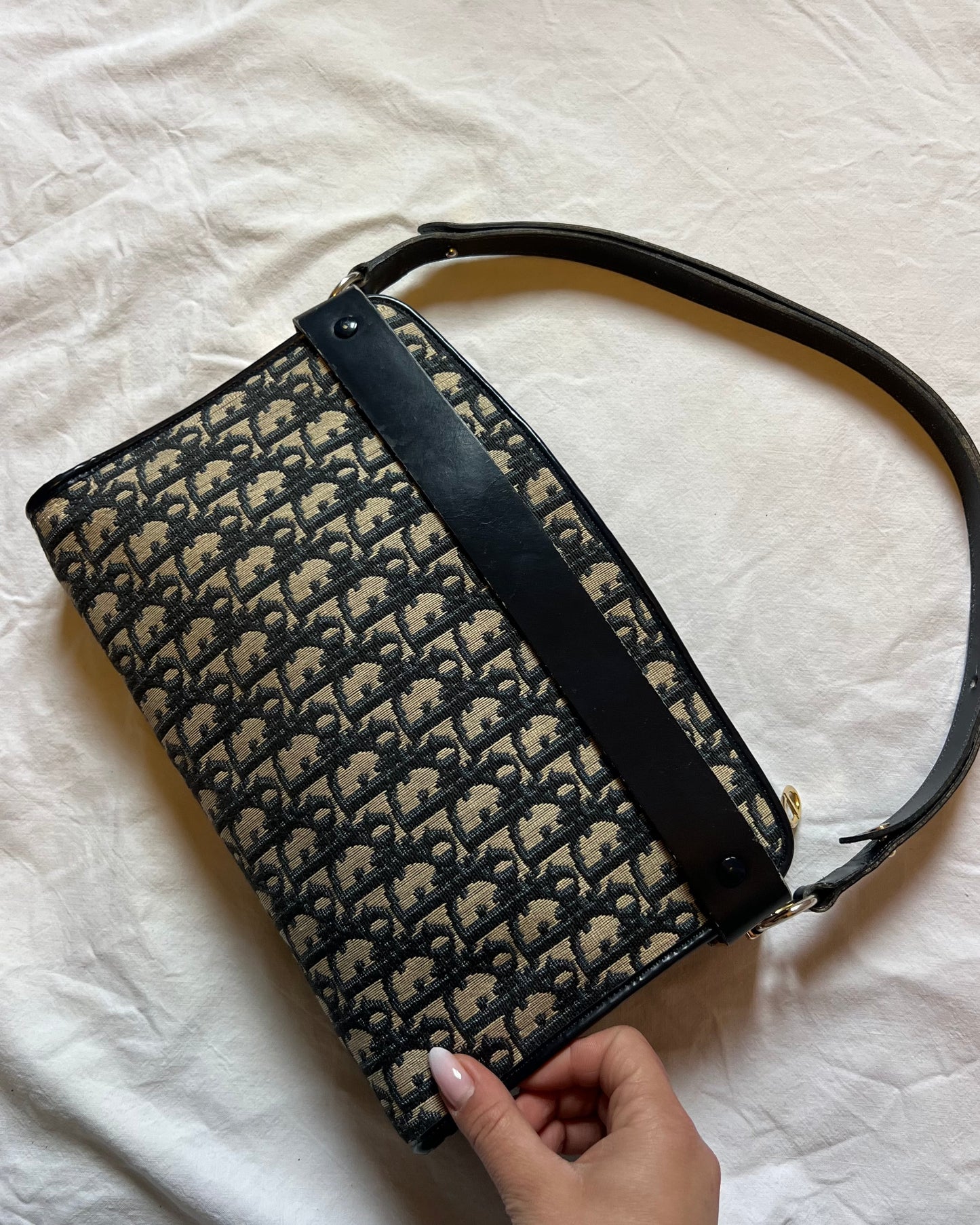 Christian Dior – Baguette Vintage 3-in-1 in Tela Oblique Blu Navy