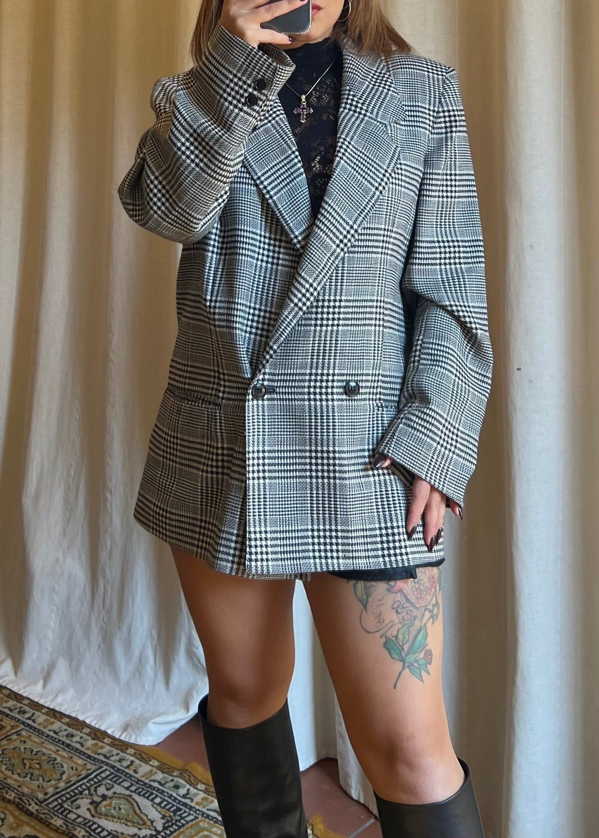 Blazer Vintage doppiopetto in Pura Lana Vergine – Motivo Principe di Galles