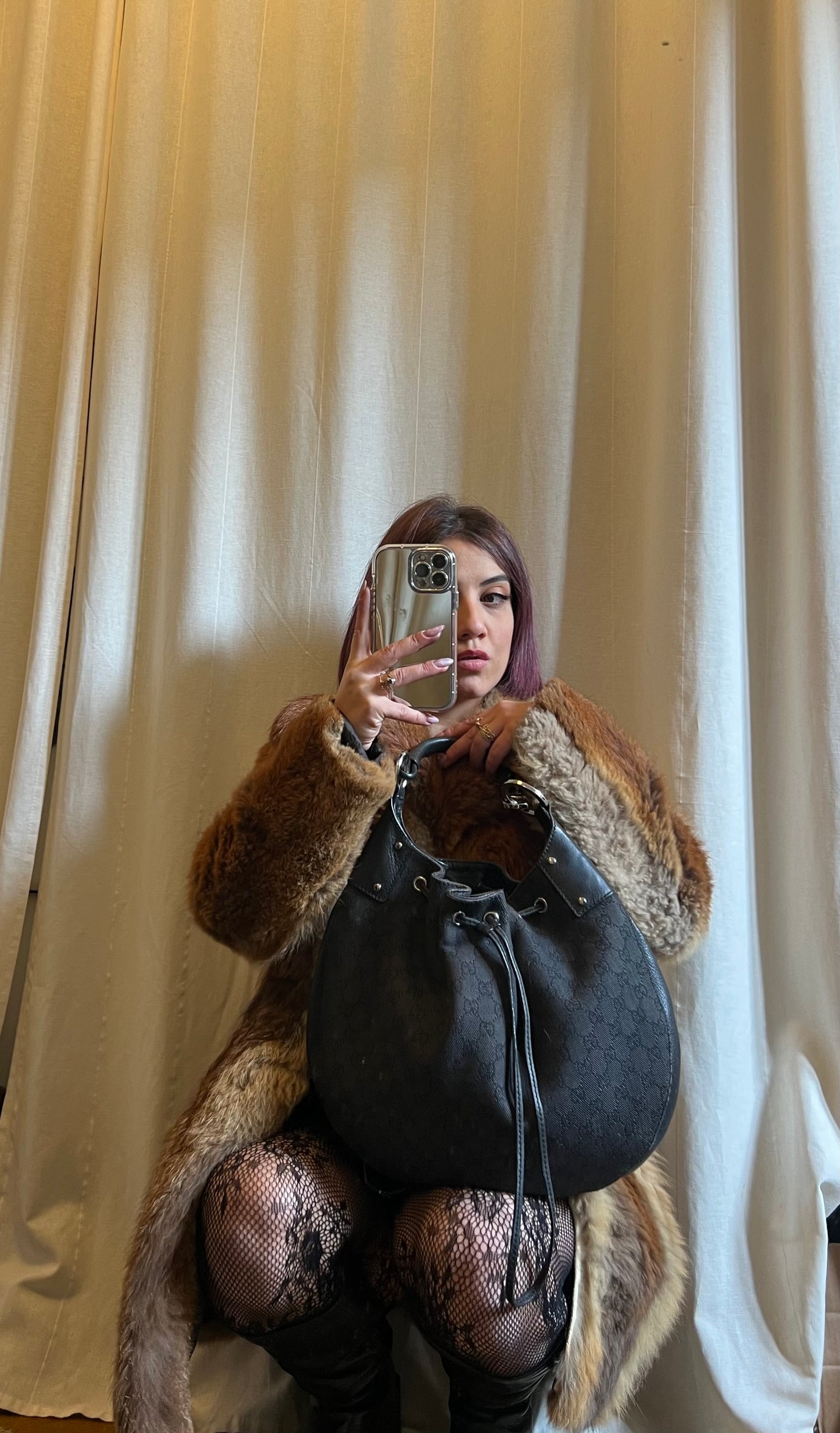 Secchiello gucci in monogram denim