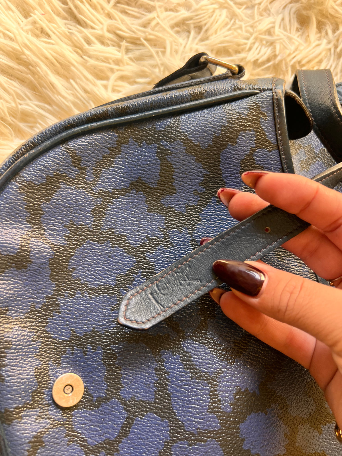 Borsa a Tracolla Vintage Yves Saint Laurent – Pattern Giraffa Blu e Nero