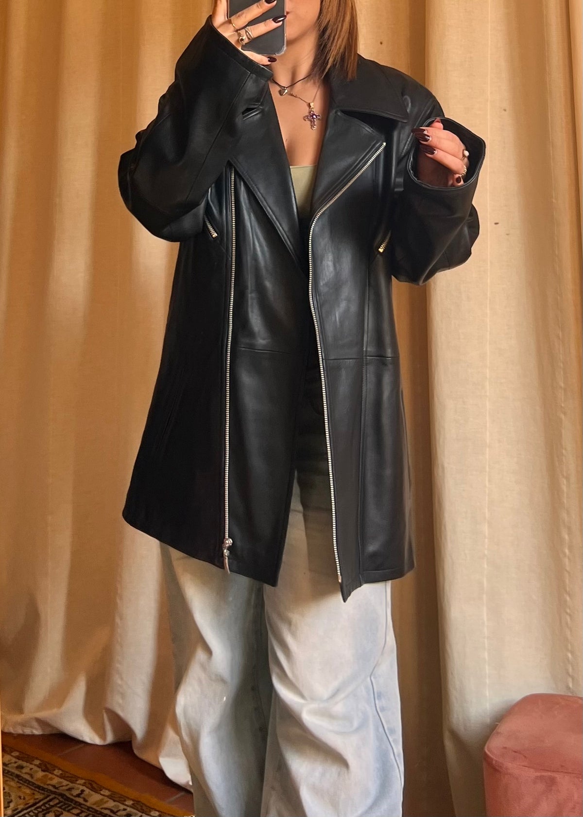 Giacca in Vera Pelle Nappa d'Agnello – Style Biker / Oversize