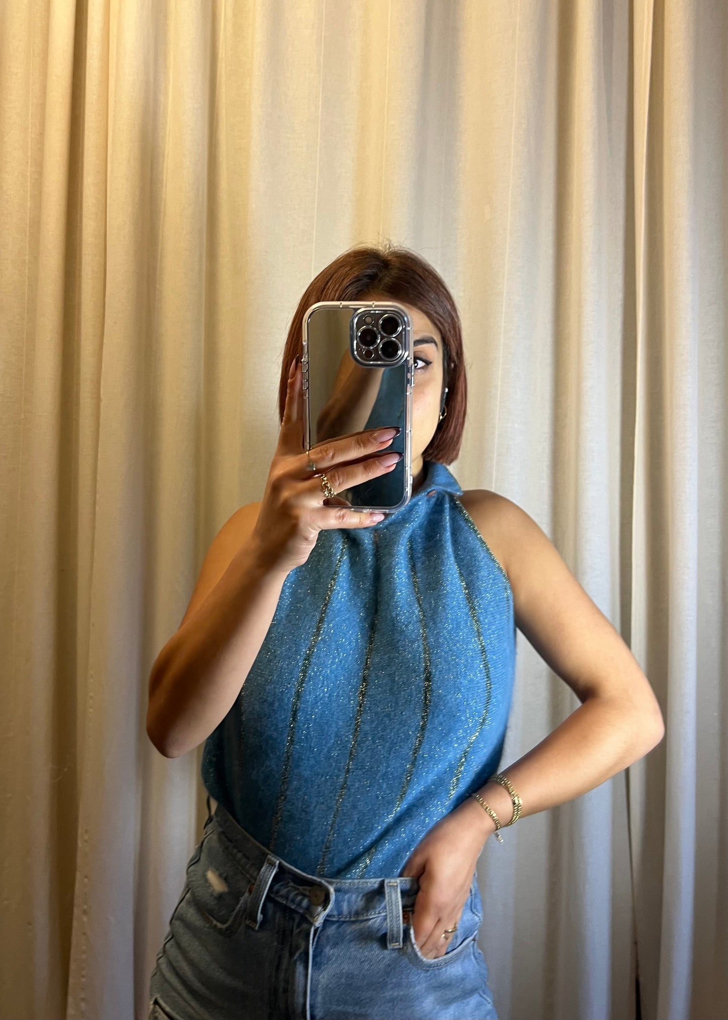 Maglione smanicato in angora