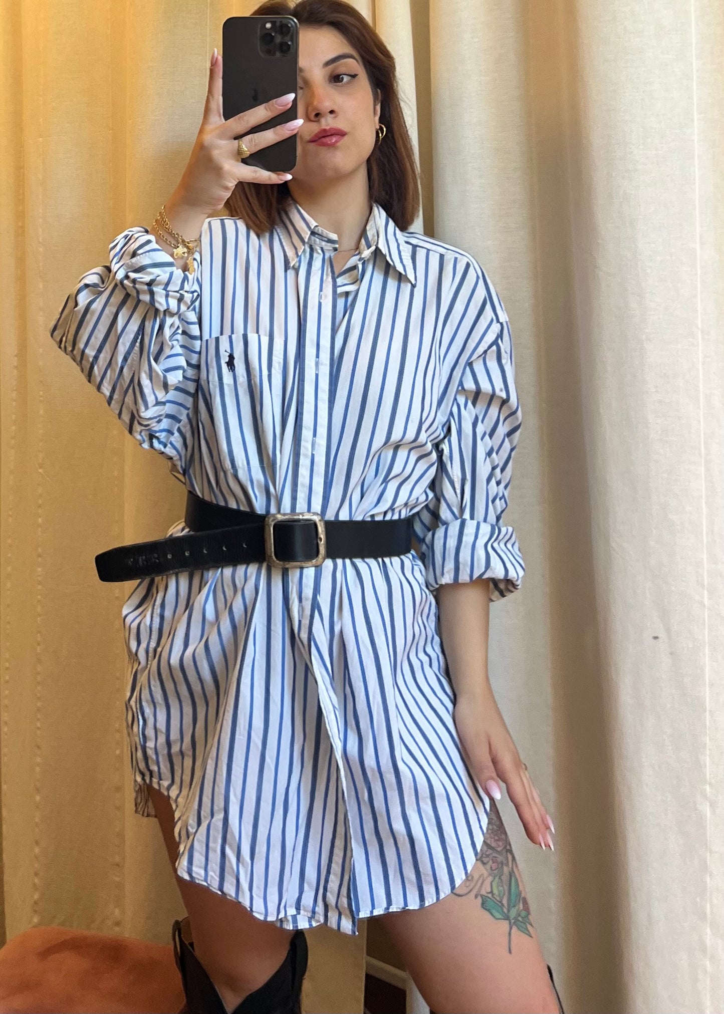Camicia Vintage Polo Ralph Lauren "Blaire" – Righe Bianco e Blu