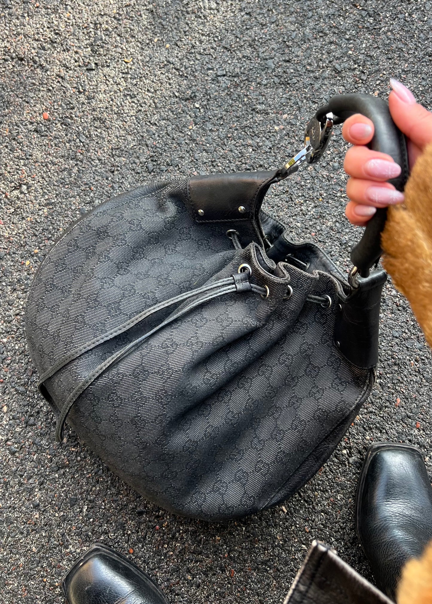 Secchiello gucci in monogram denim