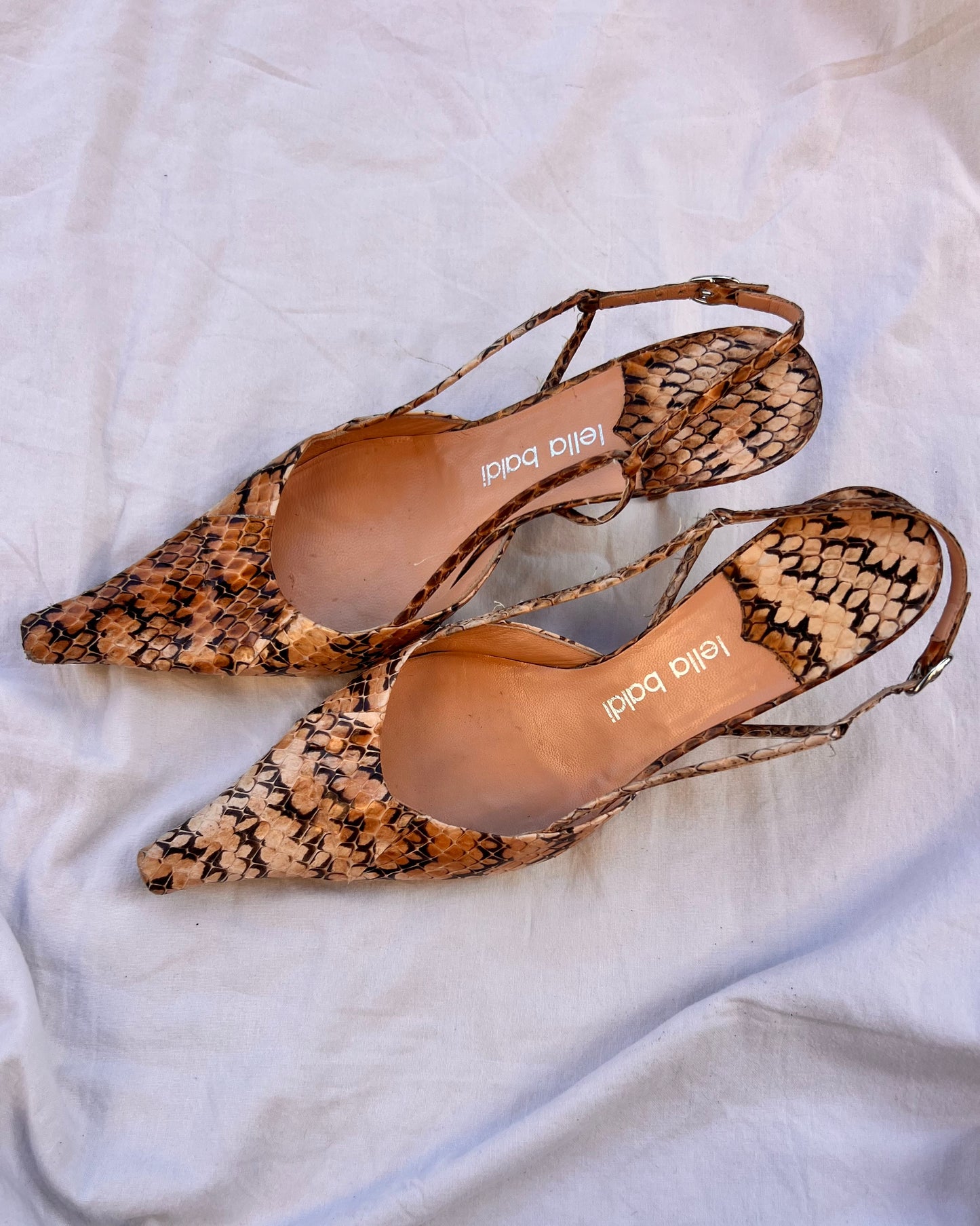 Slingback Lella Baldi in Pelle Stampa Pitone – Made in Italy