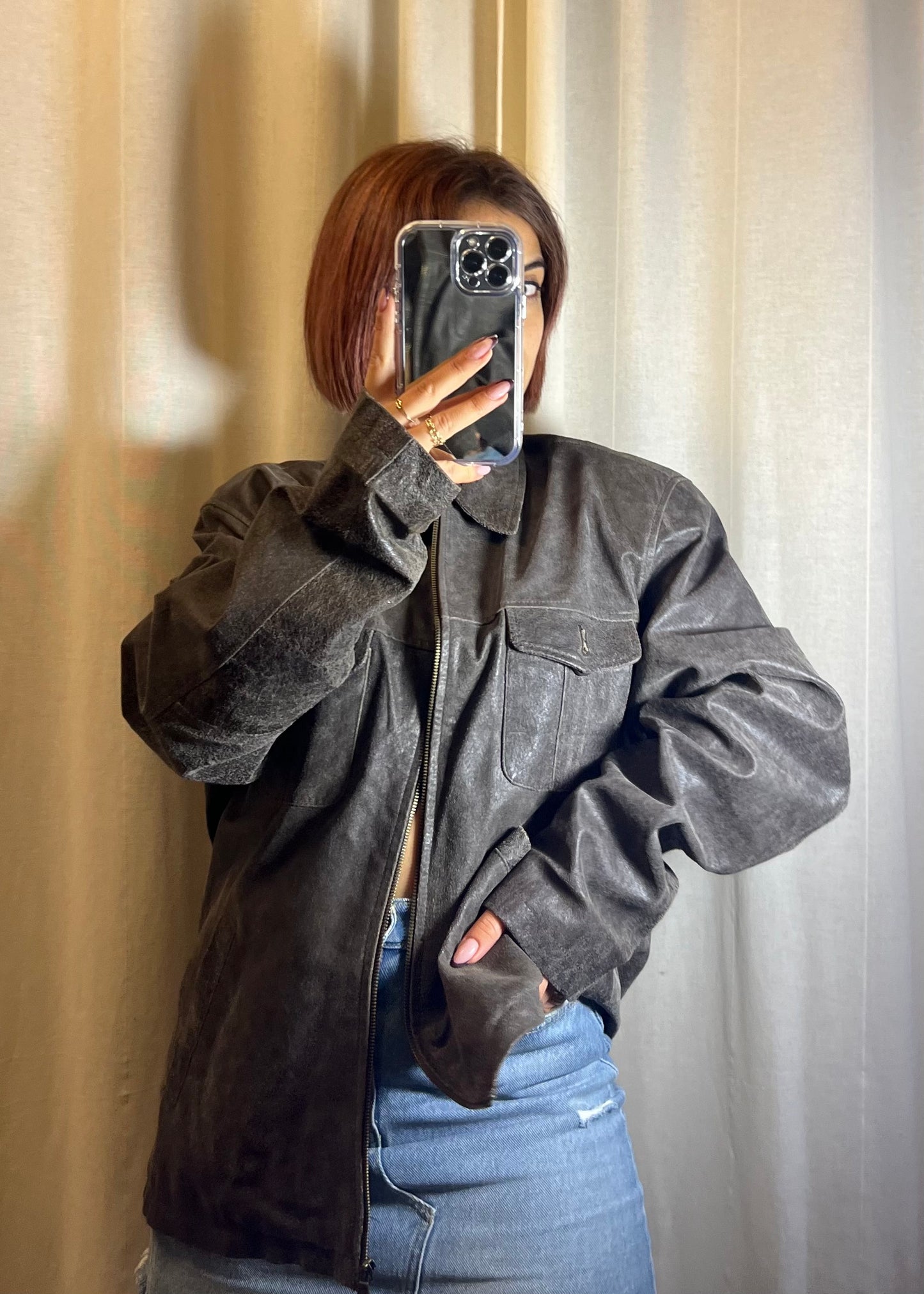 Giacca in pelle invecchiata