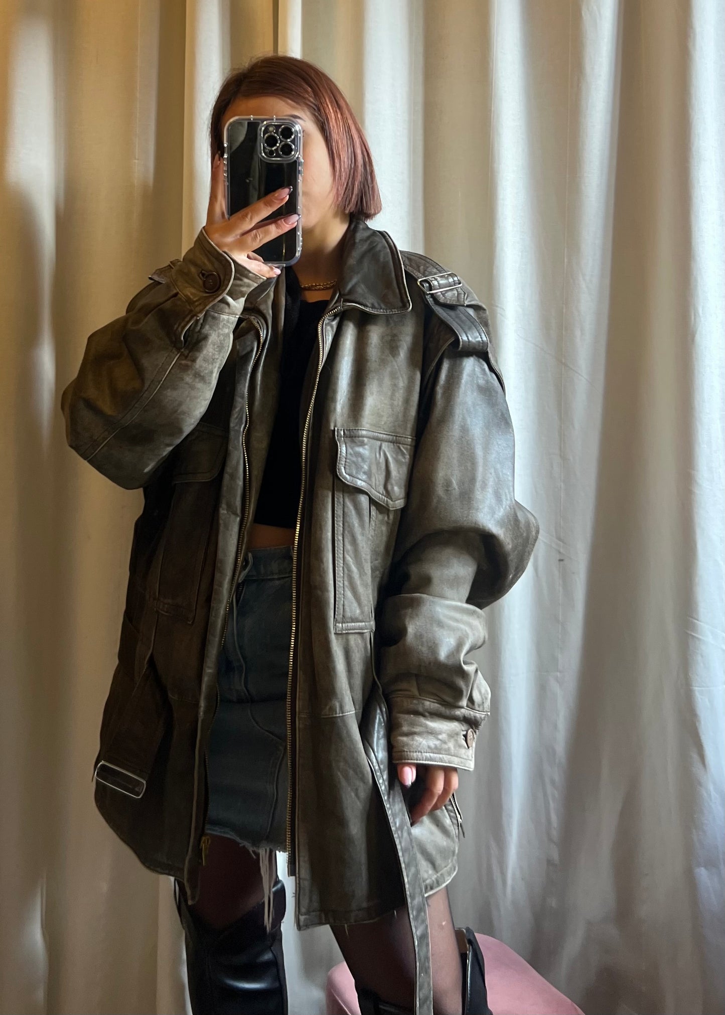 Giacca over in pelle