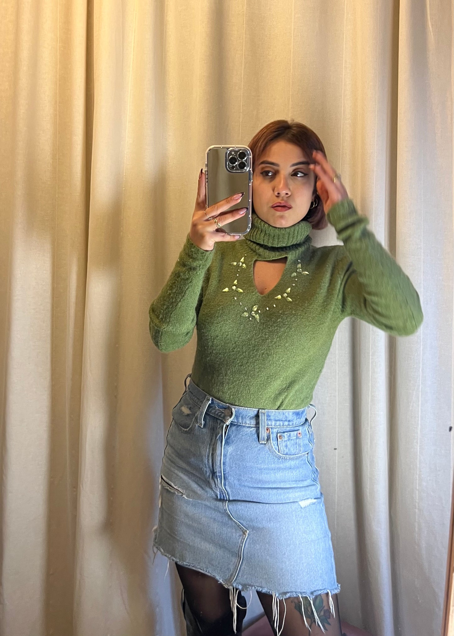 Maglione verde in lana
