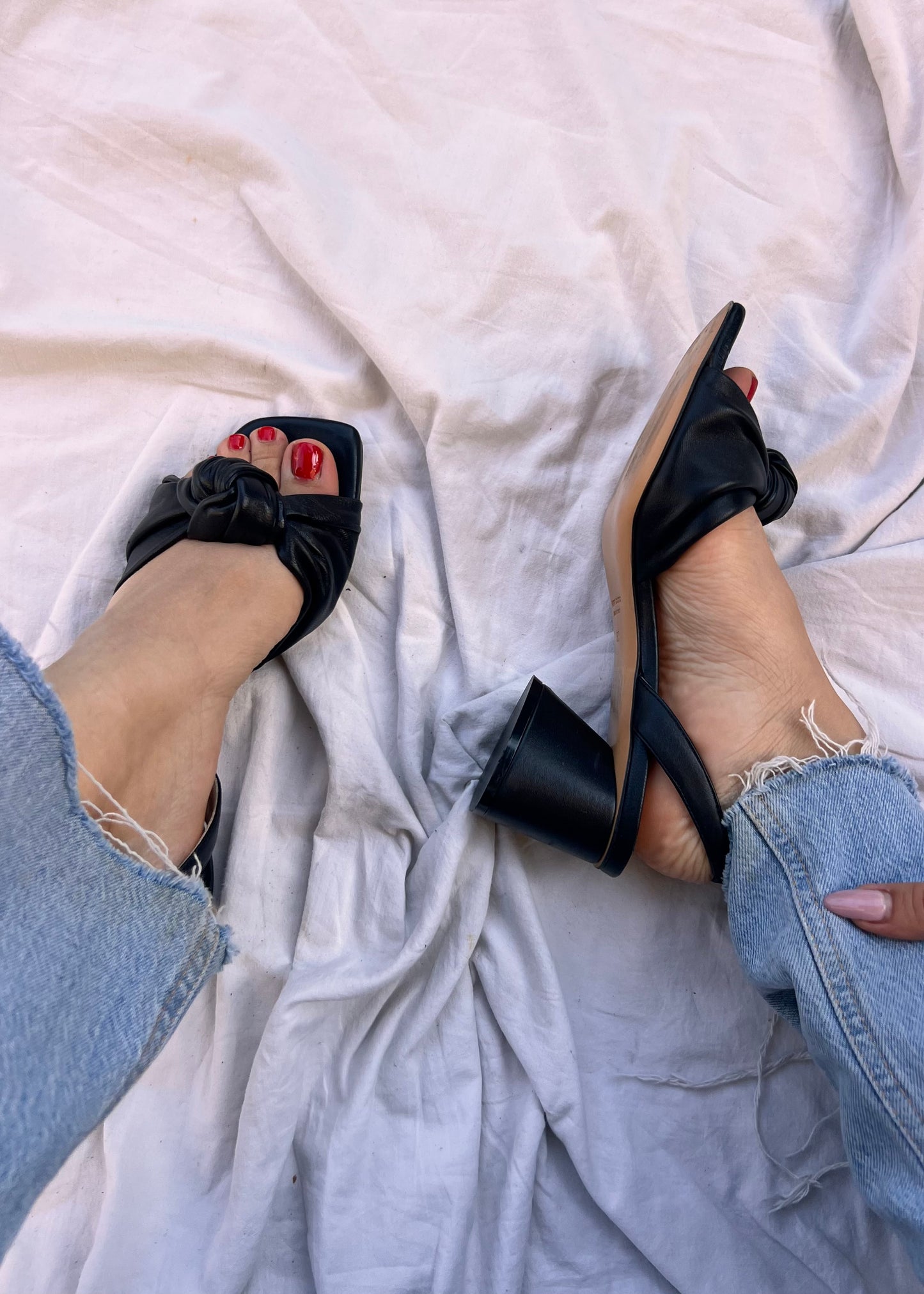 Sandali Neri con Tacco Medio in Pelle – Made in Italy (Taglia 38)