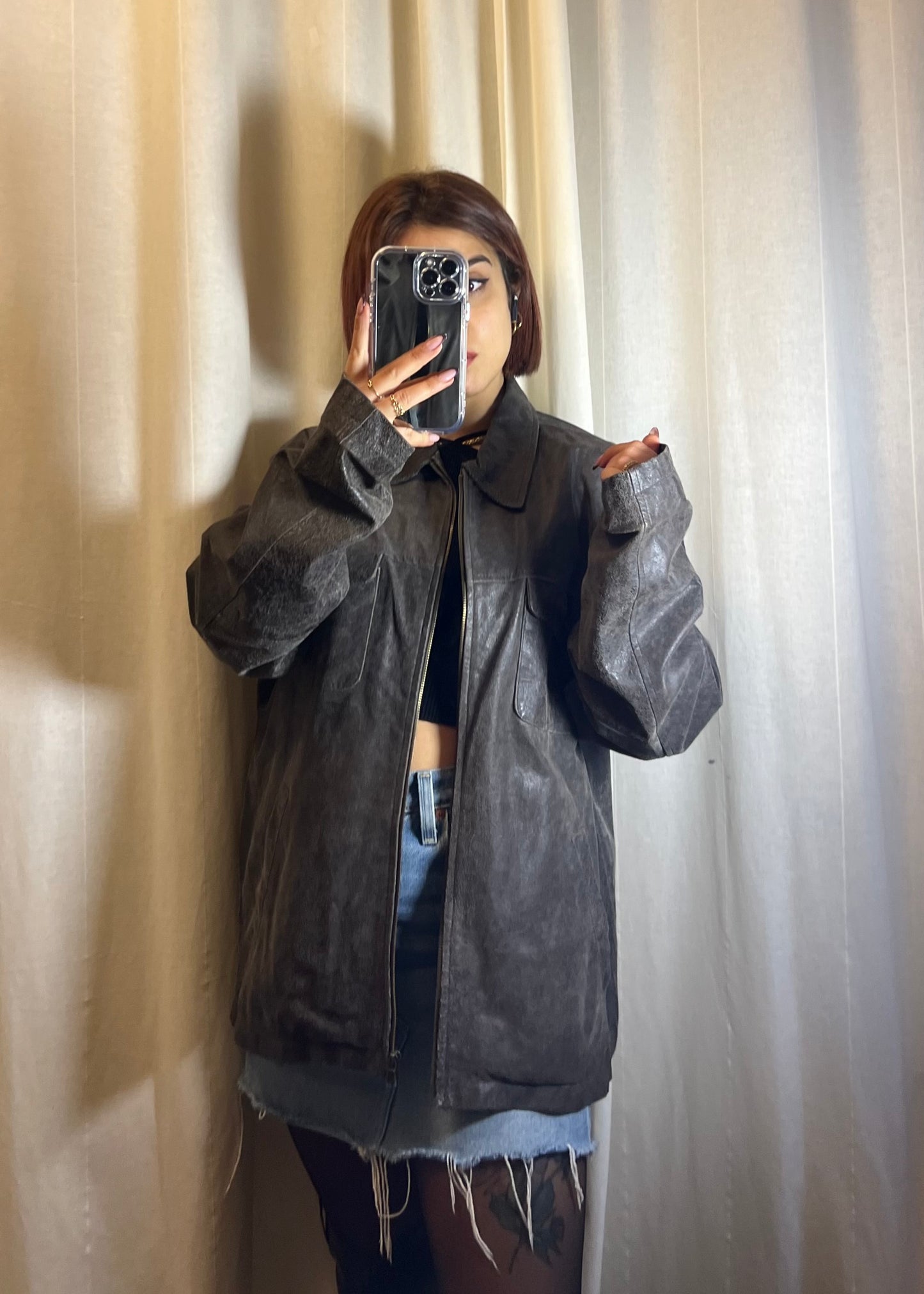 Giacca in pelle invecchiata