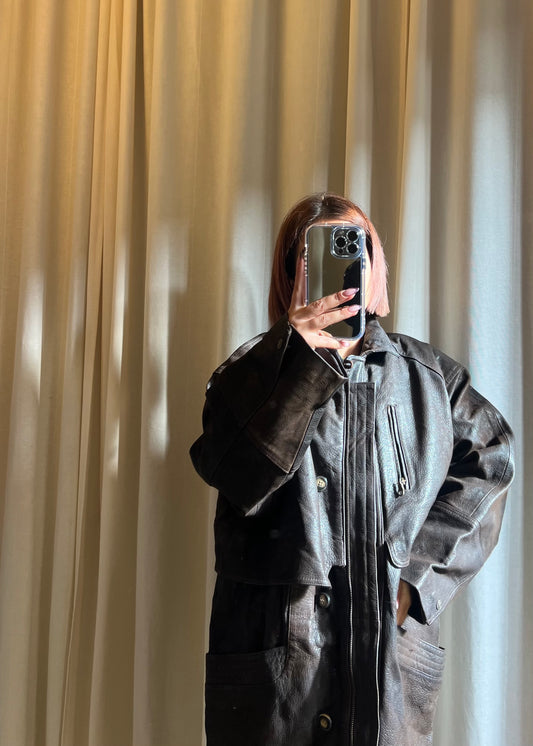 Giacca over in pelle