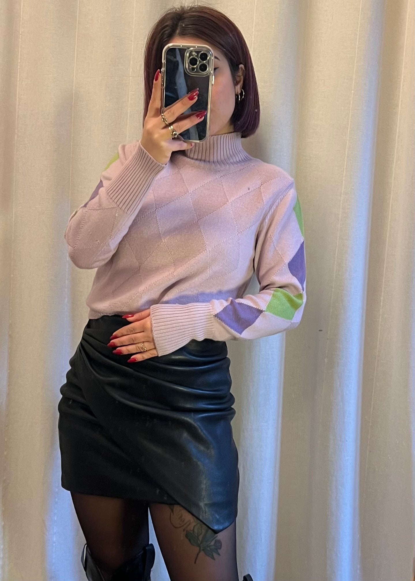 Maglione in lana vergine a rombi