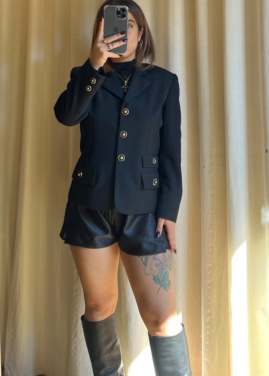 Blazer SportMax Nero con Bottoni Gioiello Gold & Black