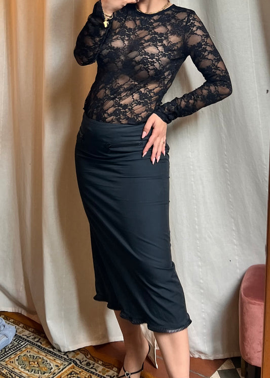 Miu Miu – Gonna Longuette Tecnica con Dettagli Zip (Vintage/Archivio)